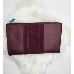 Summer & Rose FabFitFun Burgundy Vegan Leather Suede Fold-Over Clutch NWOT